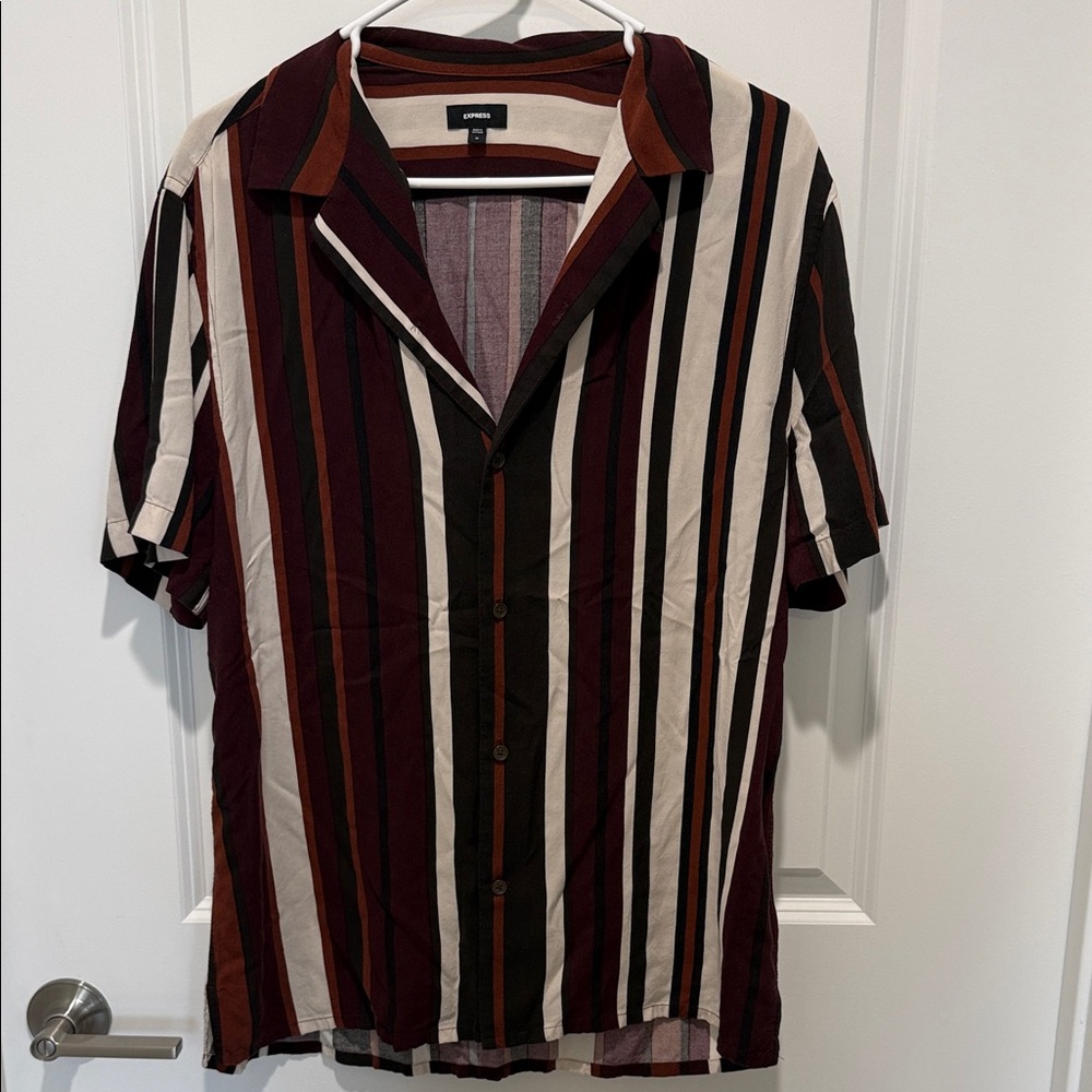 Express Men's Multicolor Striped Button Down Shirt